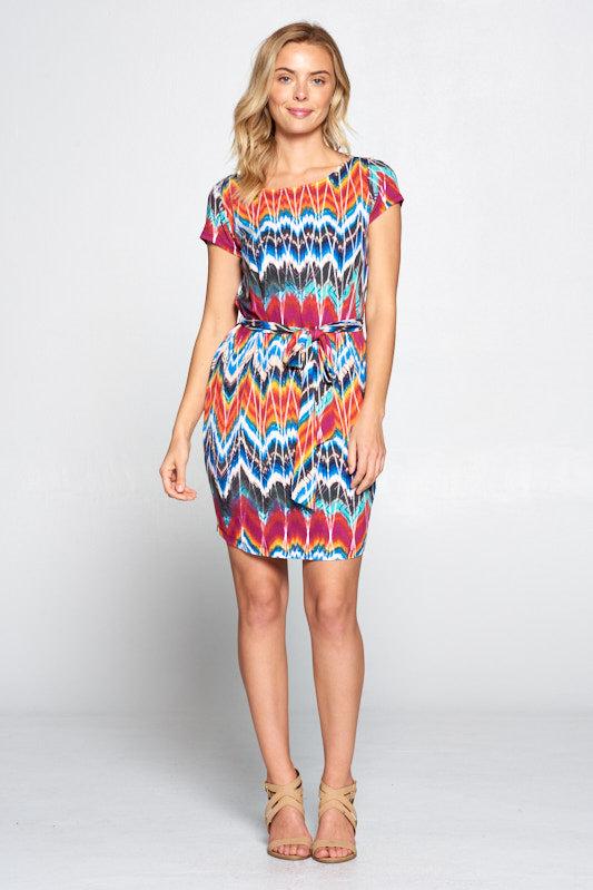 abstract tiedye dress with tie
